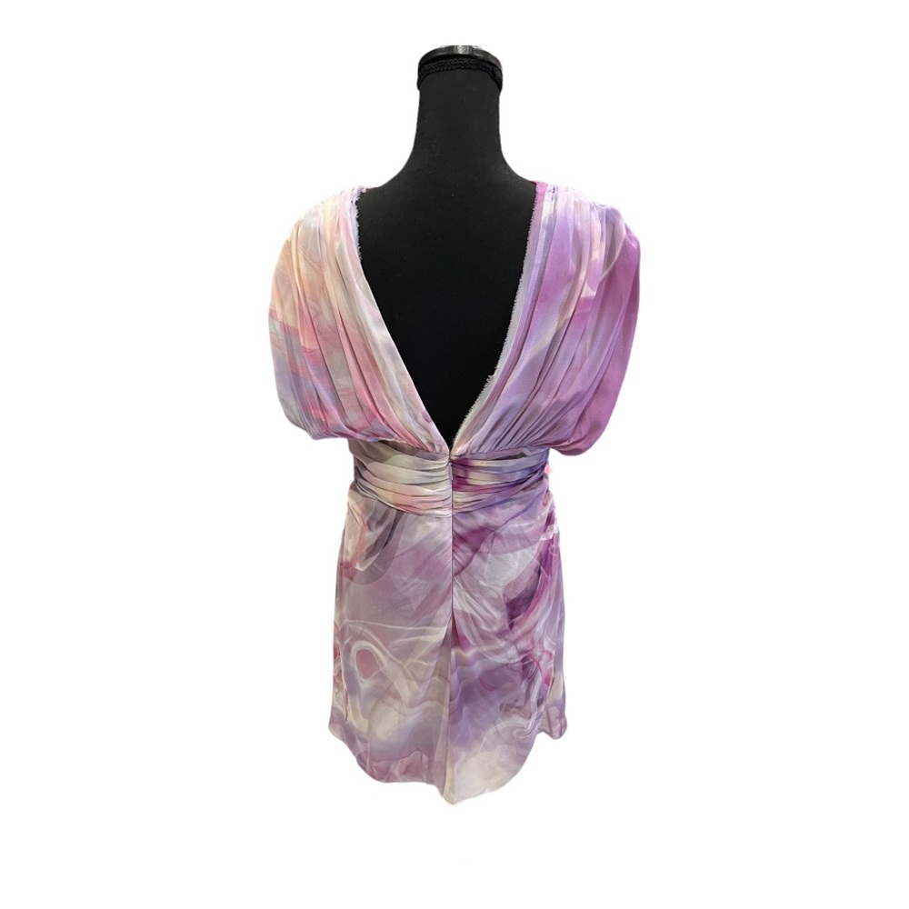 Roberto Cavalli Silk Abstract Print Mini Dress IT 42 US M Purple Lavender - Picture 5 of 9